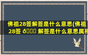 佛祖28签解签是什么意思(佛祖28签 🐛 解签是什么意思属相羊)